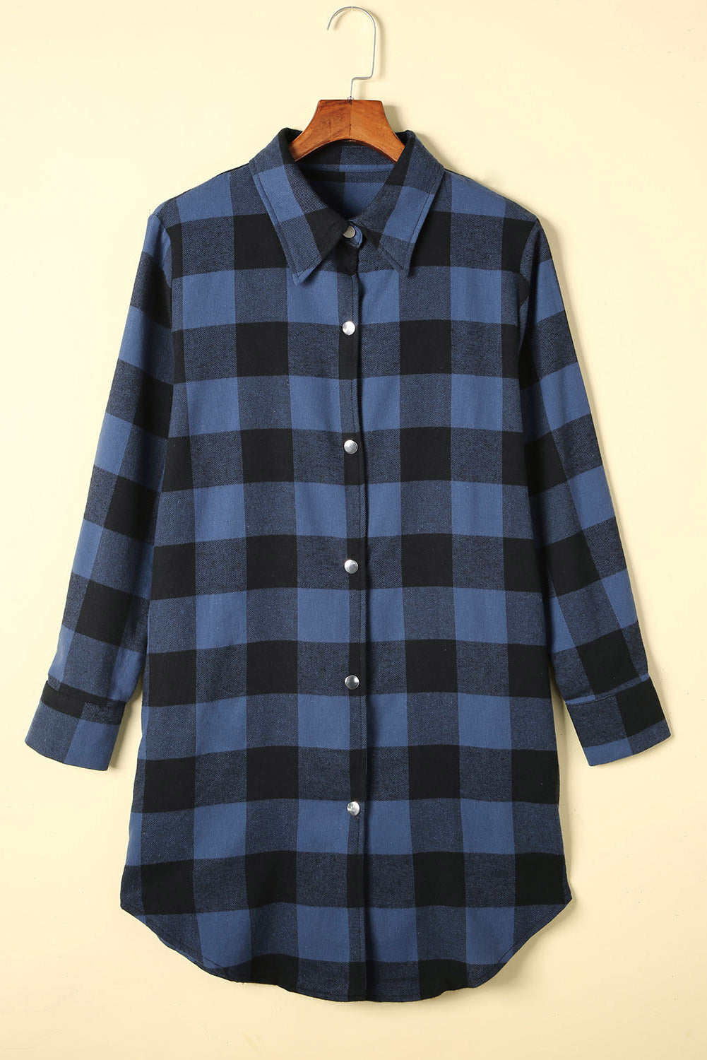 Blue Turn-down Collar Plaid Shirt Jacket - Premium Outerwear from Momma Done Gone Crafty- Just $44.94! Shop now at Momma Done Gone Crafty