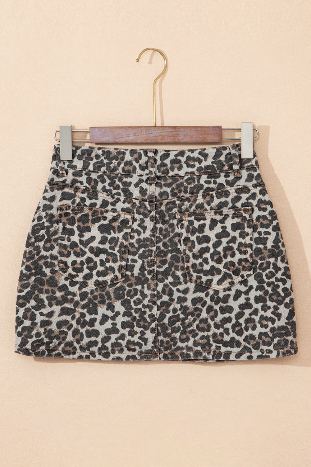 Khaki Leopard Denim Mini Skirt - Premium Bottoms/Skirts & Petticoat from Ashes 2 Wildflowers Boutique, LLC- Just $22.05! Shop now at Ashes 2 Wildflowers Boutique, LLC