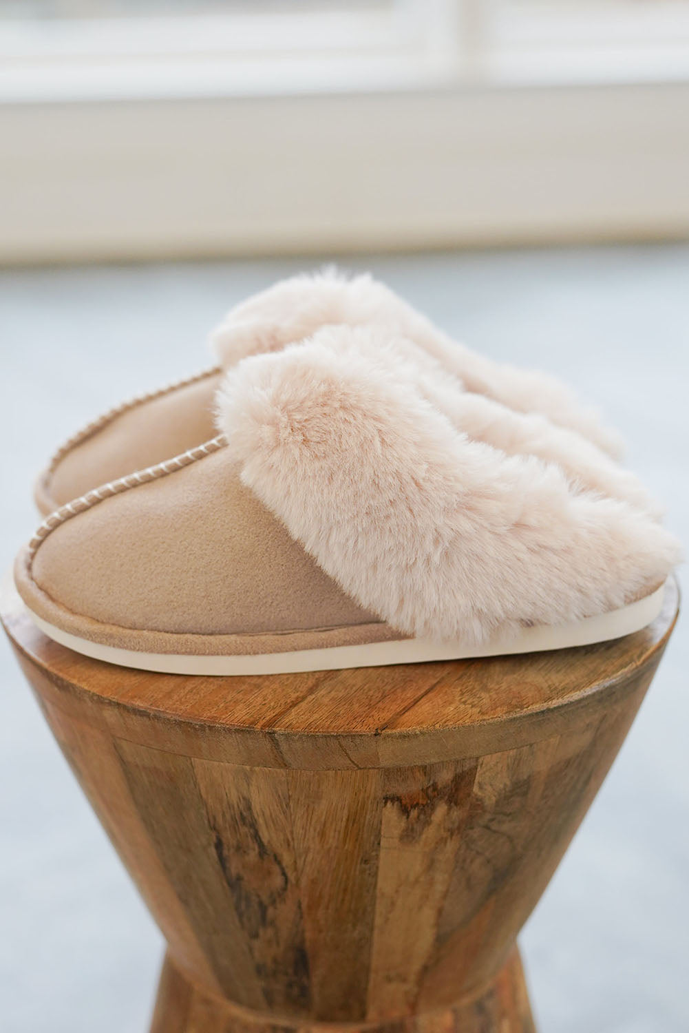 Khaki Cut and Sew Faux Suede Plush Lined Slippers - Premium Shoes & Bags from Momma Done Gone Crafty- Just $37.94! Shop now at Momma Done Gone Crafty