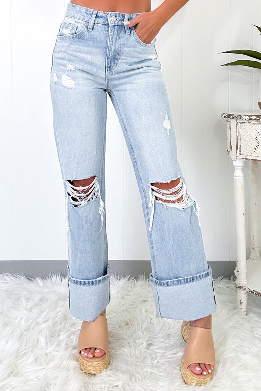 Beau Blue Light Wash Distressed Flare Jeans - Premium Bottoms/Jeans from Ashes 2 Wildflowers Boutique, LLC- Just $42.28! Shop now at Ashes 2 Wildflowers Boutique, LLC