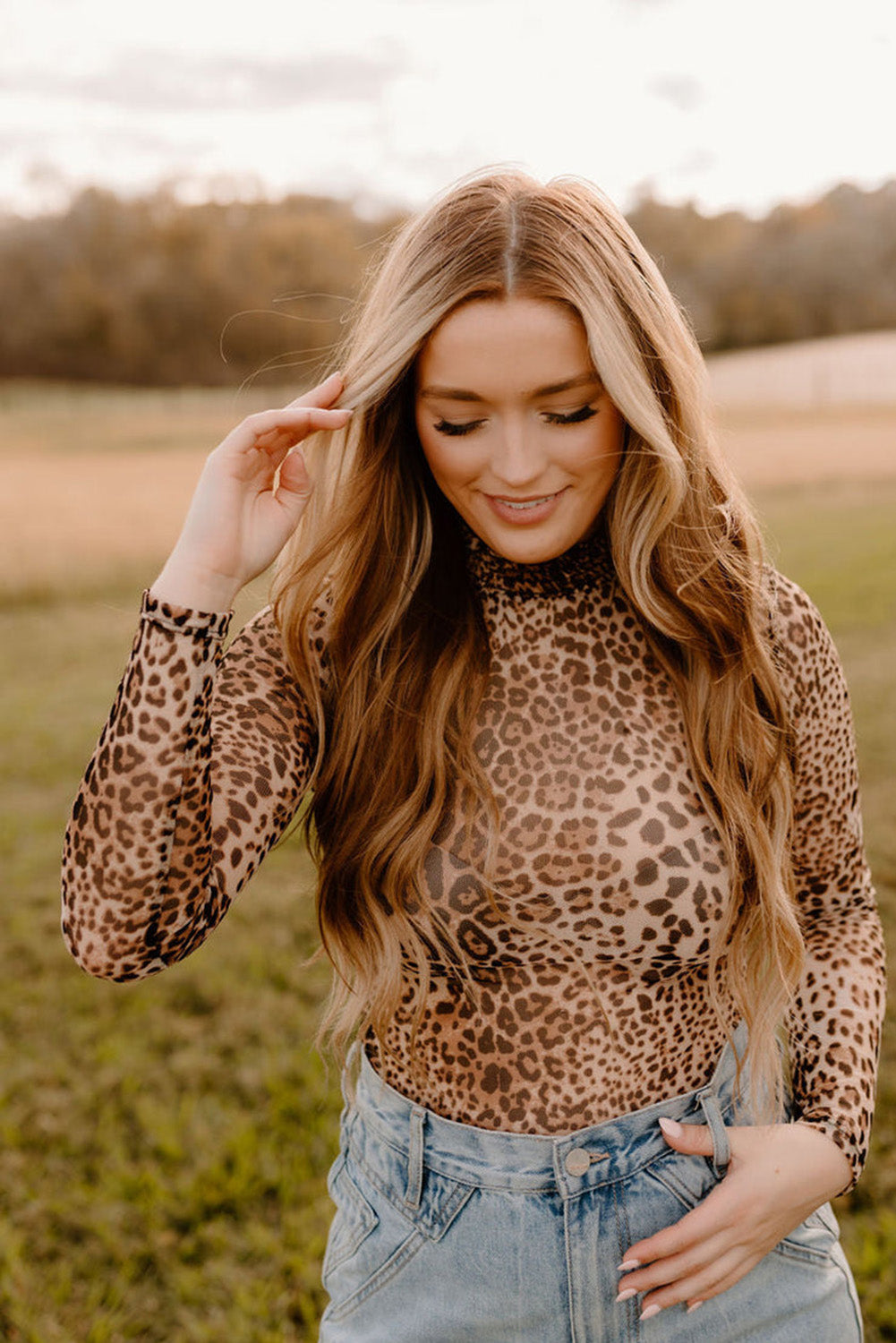 Brown Leopard Smocked Neck Mesh Long Sleeve Bodysuit - Premium Tops/Bodysuits from Ashes 2 Wildflowers Boutique, LLC- Just $26.08! Shop now at Ashes 2 Wildflowers Boutique, LLC