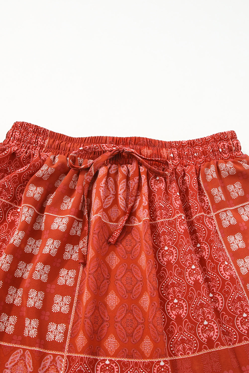 Red Bohemian Mix Print Long Flared Skirt - Premium Bottoms from Momma Done Gone Crafty- Just $55.26! Shop now at Momma Done Gone Crafty