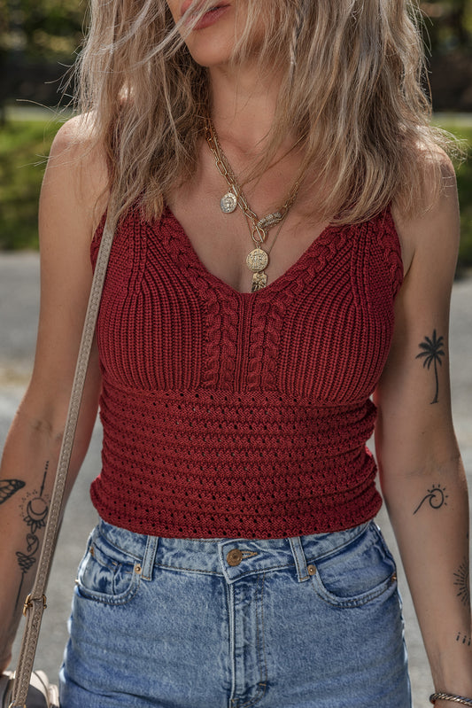 Burgundy Cable Knit Pointelle Slim Fit V Neck Sweater Vest - Premium Sweaters & Cardigans/Sweater Vests from Ashes 2 Wildflowers Boutique, LLC- Just $29! Shop now at Ashes 2 Wildflowers Boutique, LLC