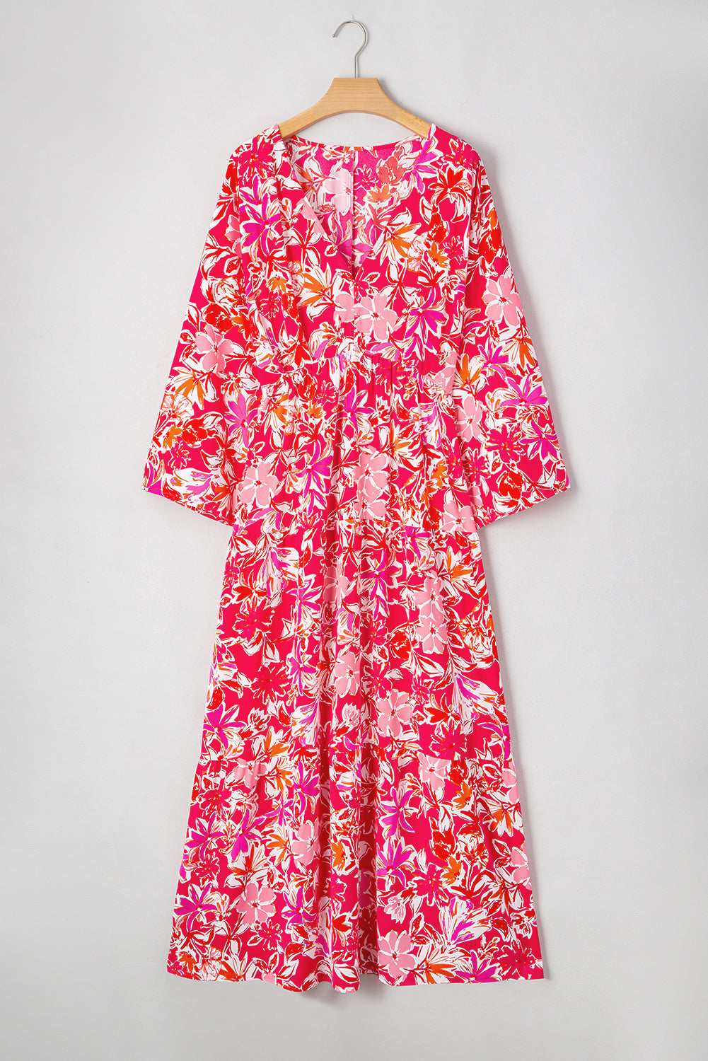 Rose Plus Size Floral V Neck Wide Sleeve Maxi Dress - Premium Plus Size/Plus Size Dresses/Plus Size Maxi Dresses from Ashes 2 Wildflowers Boutique, LLC- Just $52.99! Shop now at Ashes 2 Wildflowers Boutique, LLC