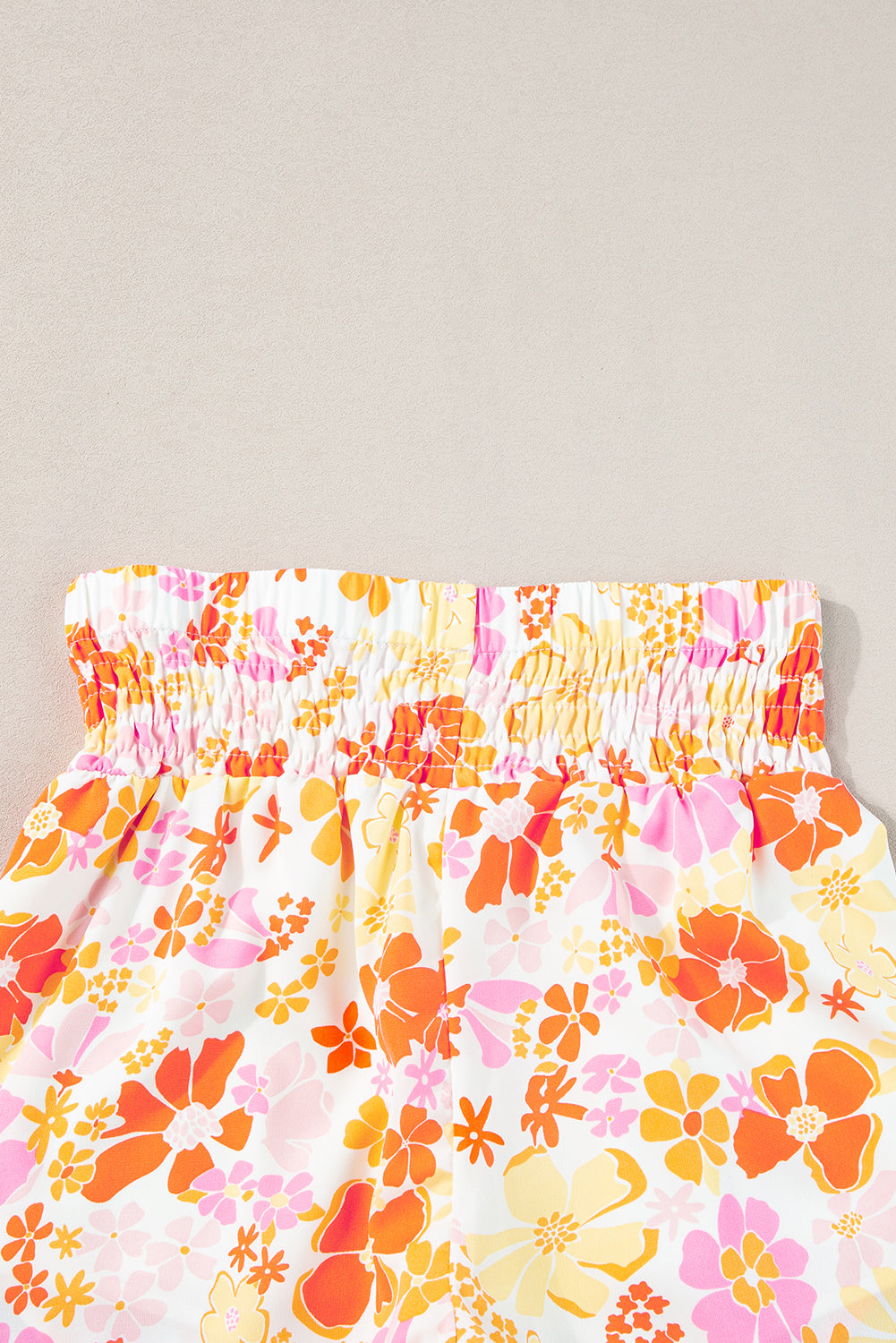 Orange Boho Floral Shirred High Waist Casual Shorts - Premium Bottoms/Casual Shorts from Ashes 2 Wildflowers Boutique, LLC- Just $13.17! Shop now at Ashes 2 Wildflowers Boutique, LLC