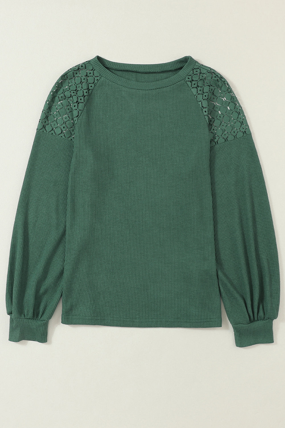 Green Lace Long Sleeve Textured Pullover - Premium Tops from Momma Done Gone Crafty- Just $29.46! Shop now at Momma Done Gone Crafty