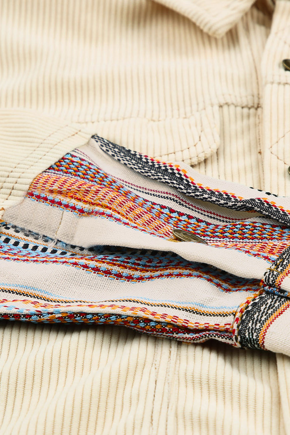 Button Up Pockets Striped Color Block Corduroy Jacket - Premium Outerwear from Momma Done Gone Crafty- Just $56.94! Shop now at Momma Done Gone Crafty