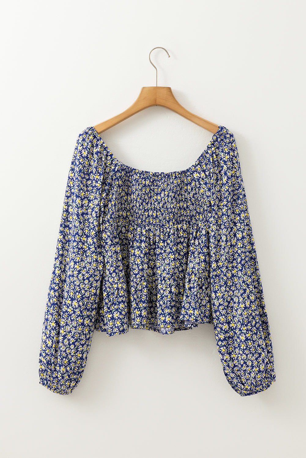Blue Boho Floral Print Smocked Square Neck Loose Fit Blouse - Premium Tops/Blouses & Shirts from Ashes 2 Wildflowers Boutique, LLC- Just $31.25! Shop now at Ashes 2 Wildflowers Boutique, LLC