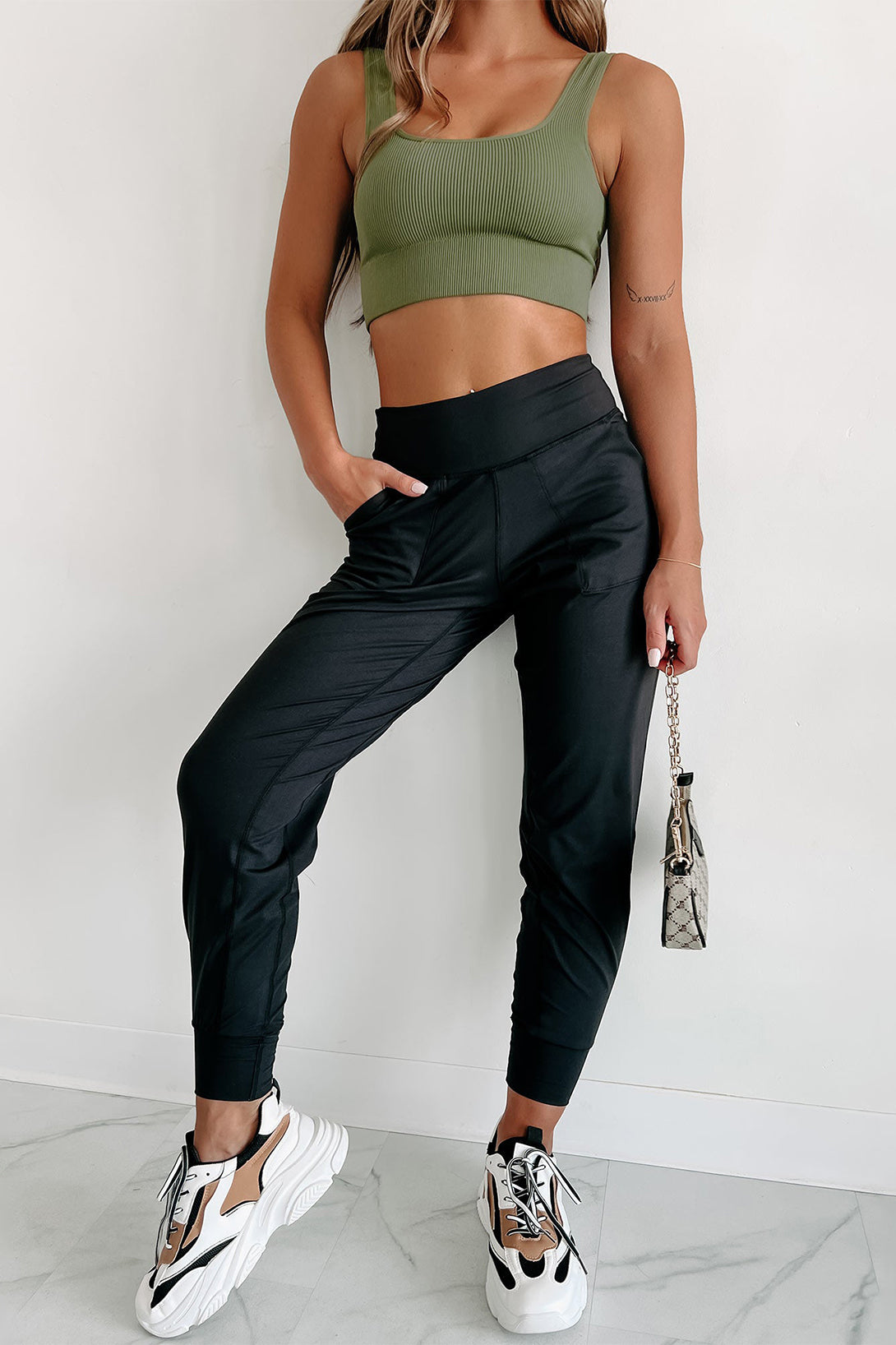 Black Exposed Seam High Waist Pocketed Joggers - Premium Bottoms/Pants & Culotte from Ashes 2 Wildflowers Boutique, LLC- Just $29.30! Shop now at Ashes 2 Wildflowers Boutique, LLC