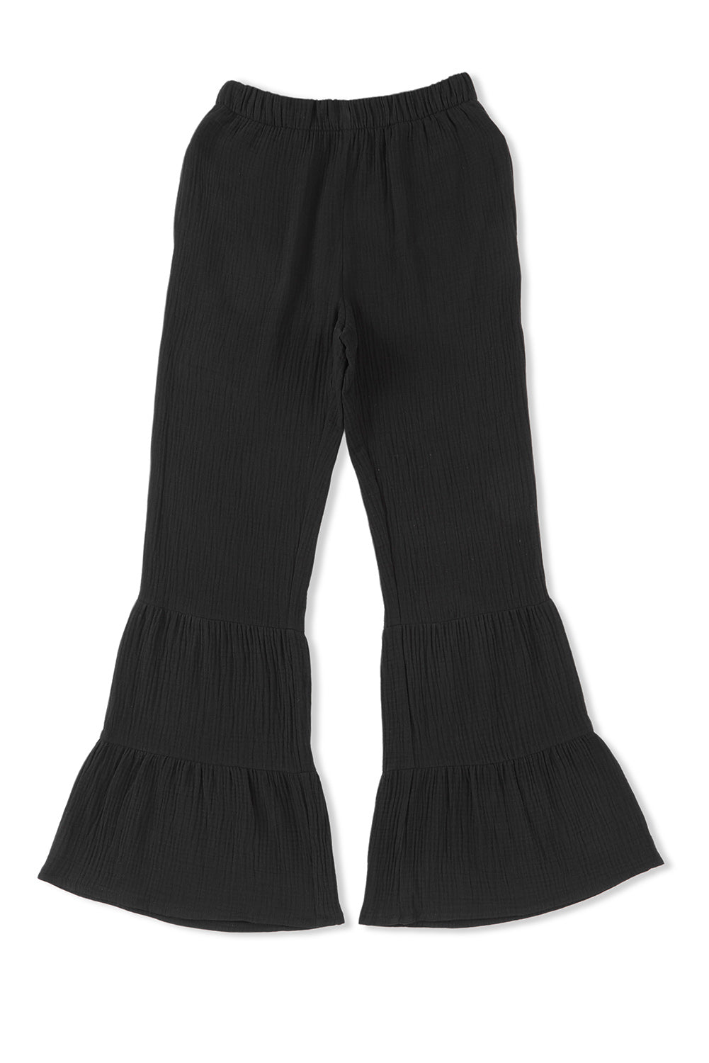 Black Textured High Waist Ruffled Bell Bottom Pants - Premium Bottoms from Momma Done Gone Crafty- Just $38.99! Shop now at Momma Done Gone Crafty