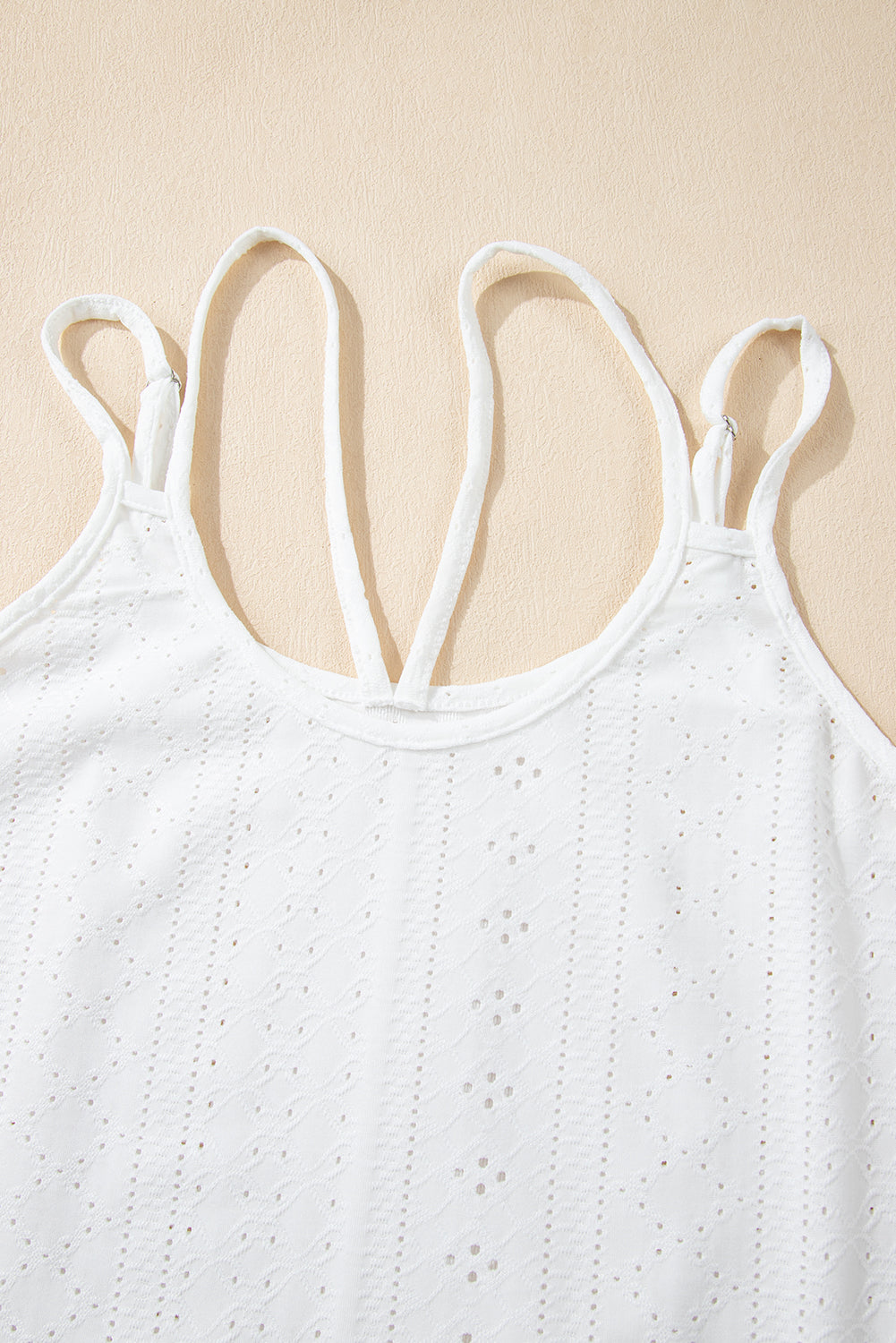 White Eyelet Strappy Scoop-Neck Tank Top - Premium Tops from Momma Done Gone Crafty- Just $12! Shop now at Momma Done Gone Crafty