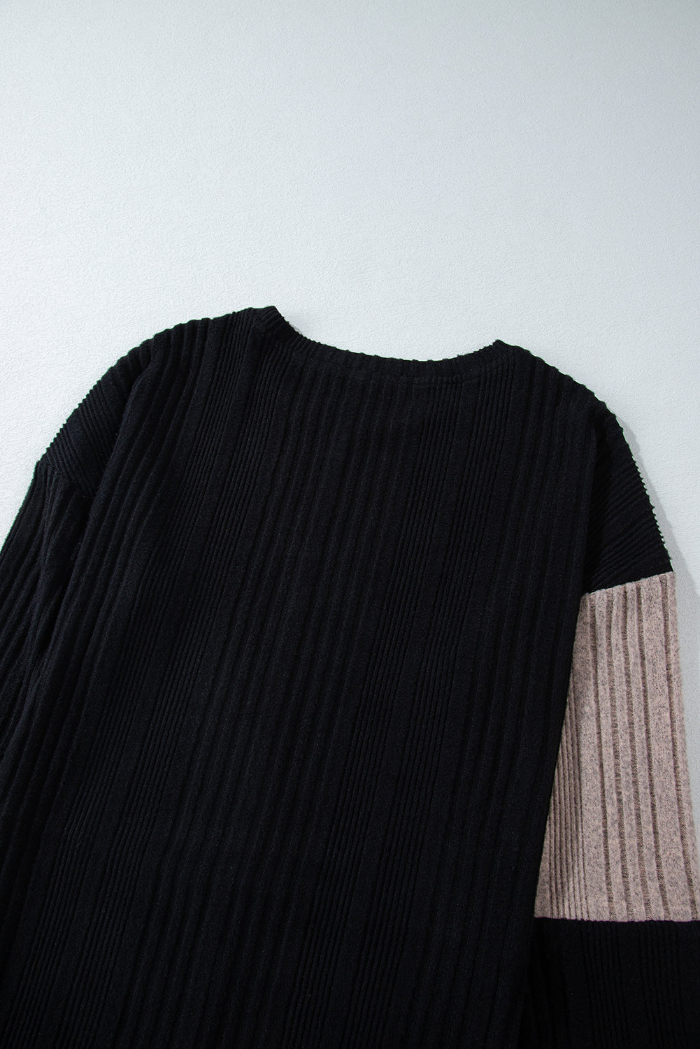 Black Ribbed Color Block Drop Shoulder Long Sleeve Mini Dress - Premium Dresses from Momma Done Gone Crafty- Just $26.99! Shop now at Momma Done Gone Crafty