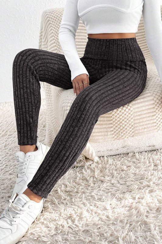 Dark Grey Wide Waistband Ribbed Textured Knit Leggings - Premium Bottoms/Leggings from Ashes 2 Wildflowers Boutique, LLC- Just $15.42! Shop now at Ashes 2 Wildflowers Boutique, LLC