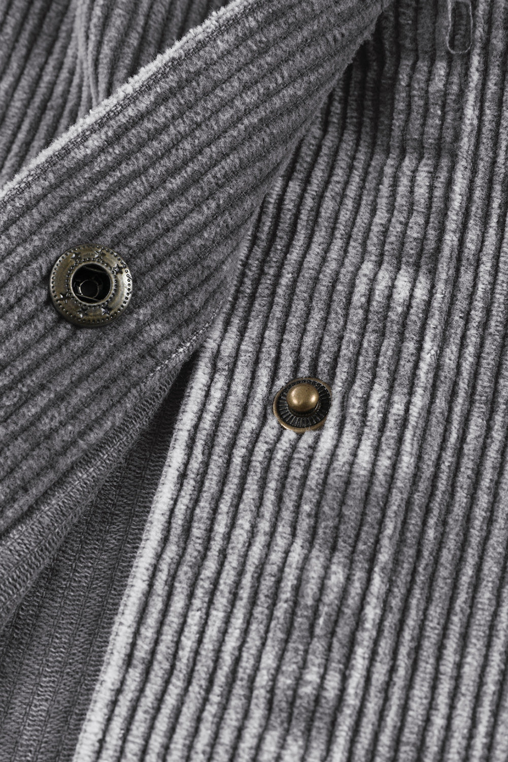 Gray Color Block Button Down Hooded Corduroy Jacket - Premium Outerwear from Momma Done Gone Crafty- Just $68.94! Shop now at Momma Done Gone Crafty