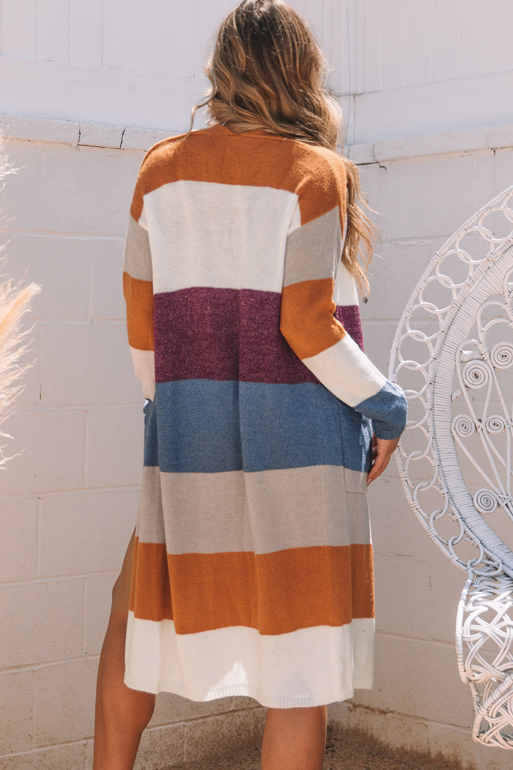 Multicolor Colorblock Open Front Long Knit Cardigan - Premium Tops from Momma Done Gone Crafty- Just $57.90! Shop now at Momma Done Gone Crafty