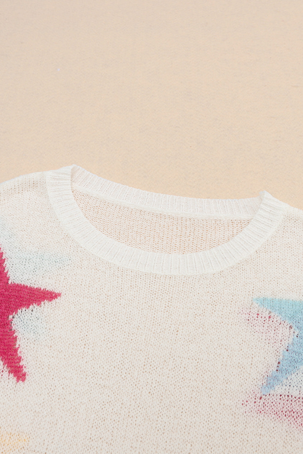 White Colorful Star Pattern Loose Sweater - Premium Tops from Momma Done Gone Crafty- Just $38.94! Shop now at Momma Done Gone Crafty