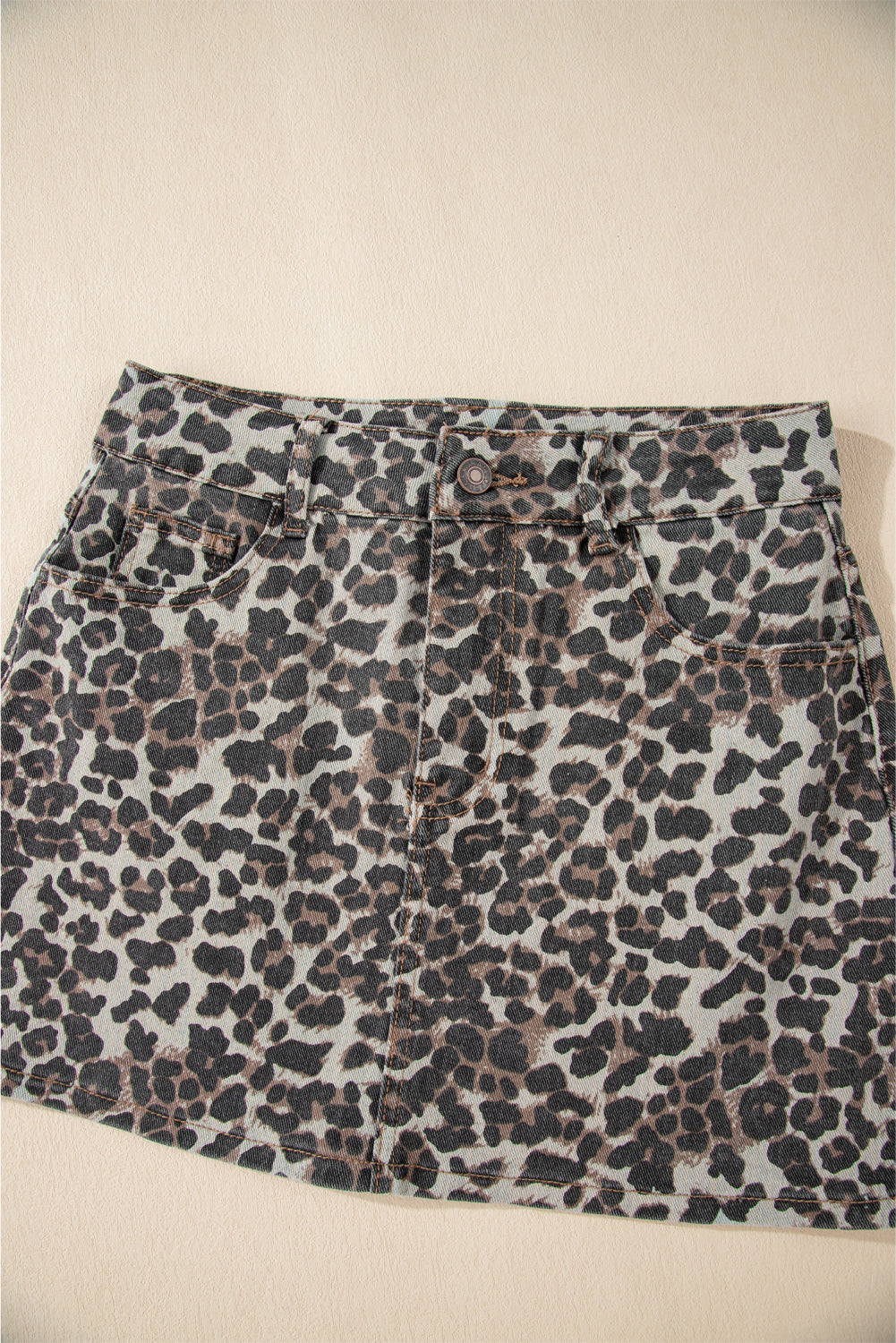 Khaki Leopard Denim Mini Skirt - Premium Bottoms/Skirts & Petticoat from Ashes 2 Wildflowers Boutique, LLC- Just $22.05! Shop now at Ashes 2 Wildflowers Boutique, LLC