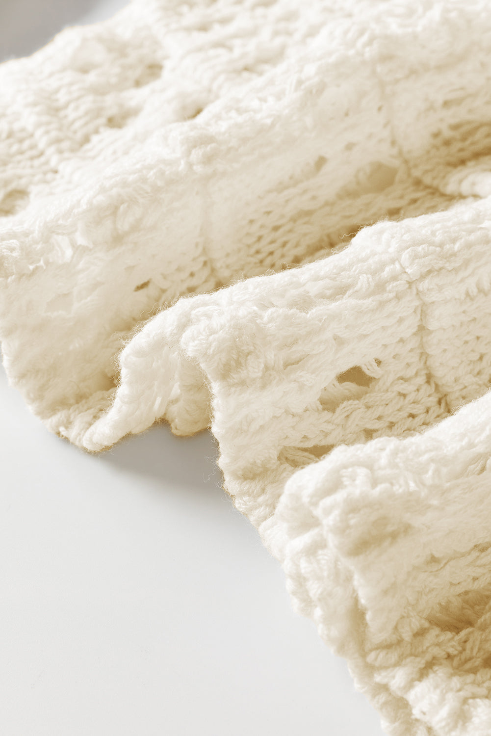 White Solid Color Pointelle Knit Puff Sleeve Sweater - Premium Tops from Momma Done Gone Crafty- Just $40.20! Shop now at Momma Done Gone Crafty