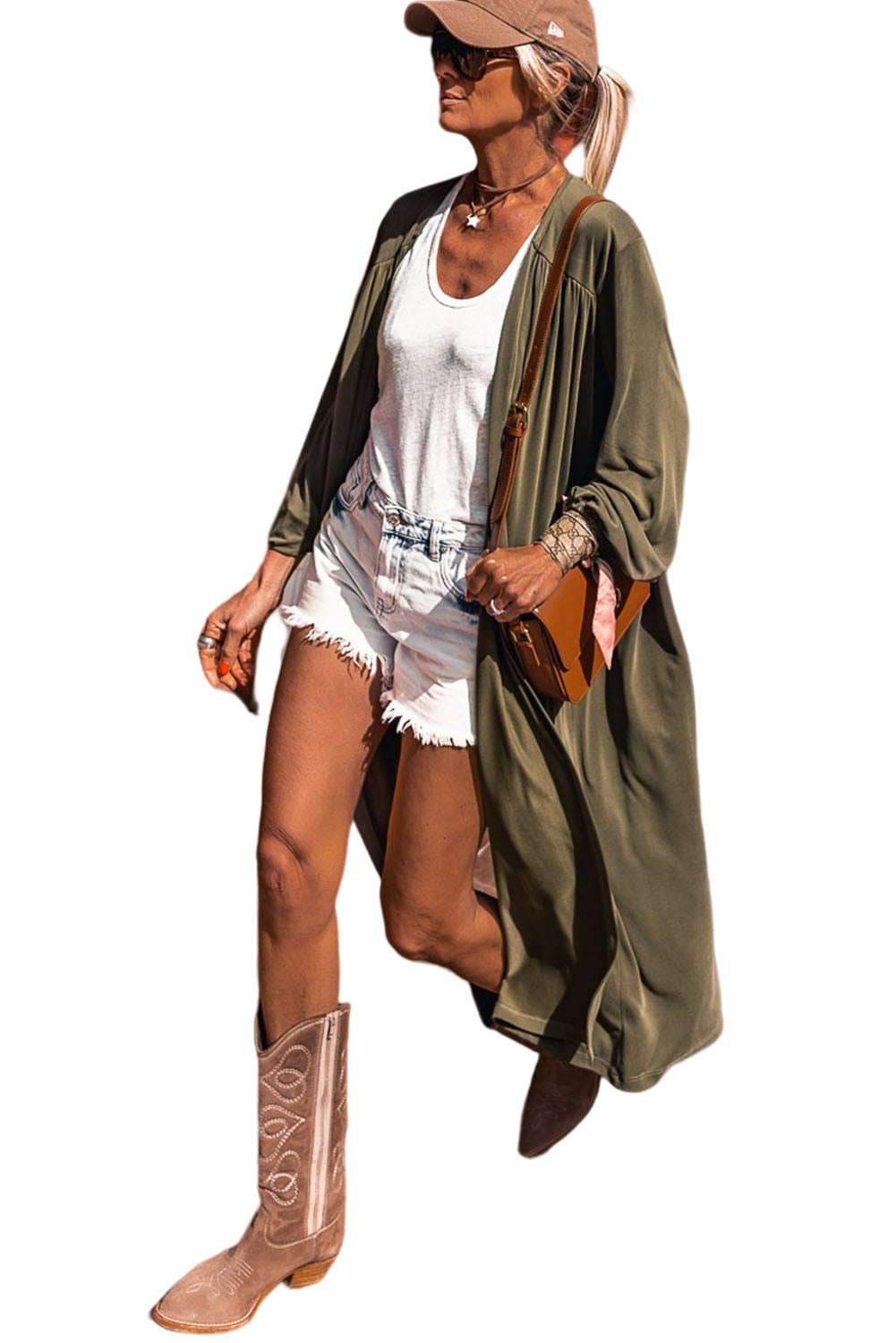 Green Lightweight Long Sleeve Open Front Duster Cardigan - Premium Tops from Momma Done Gone Crafty- Just $38.94! Shop now at Momma Done Gone Crafty