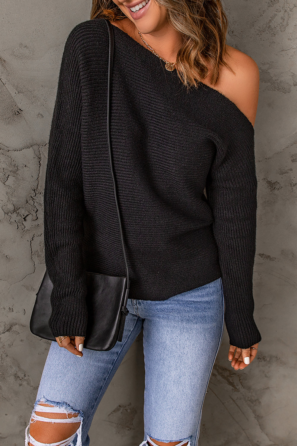 Black Striped Long Sleeve Knit Sweater - Premium Tops from Momma Done Gone Crafty- Just $48.99! Shop now at Momma Done Gone Crafty