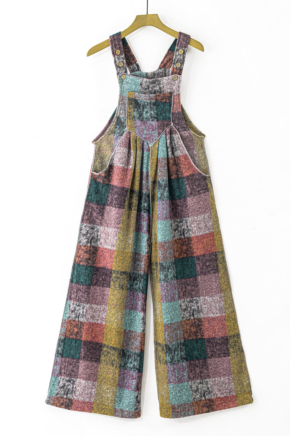Multicolour Brushed Checkered Wide Leg Overalls - Premium Bottoms/Jumpsuits & Rompers from Momma Done Gone Crafty- Just $32.16! Shop now at Momma Done Gone Crafty