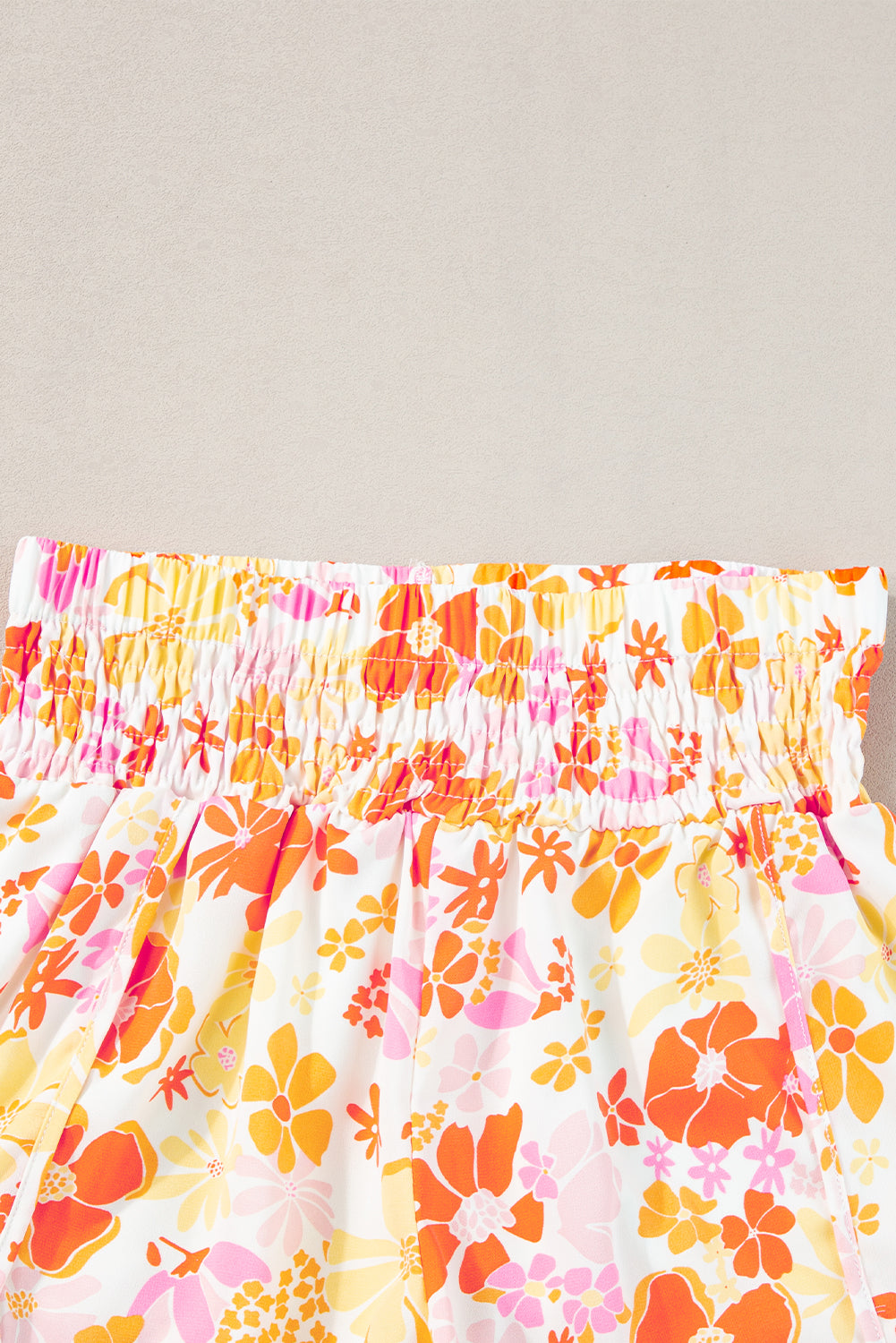 Orange Boho Floral Shirred High Waist Casual Shorts - Premium Bottoms/Casual Shorts from Ashes 2 Wildflowers Boutique, LLC- Just $16.59! Shop now at Ashes 2 Wildflowers Boutique, LLC
