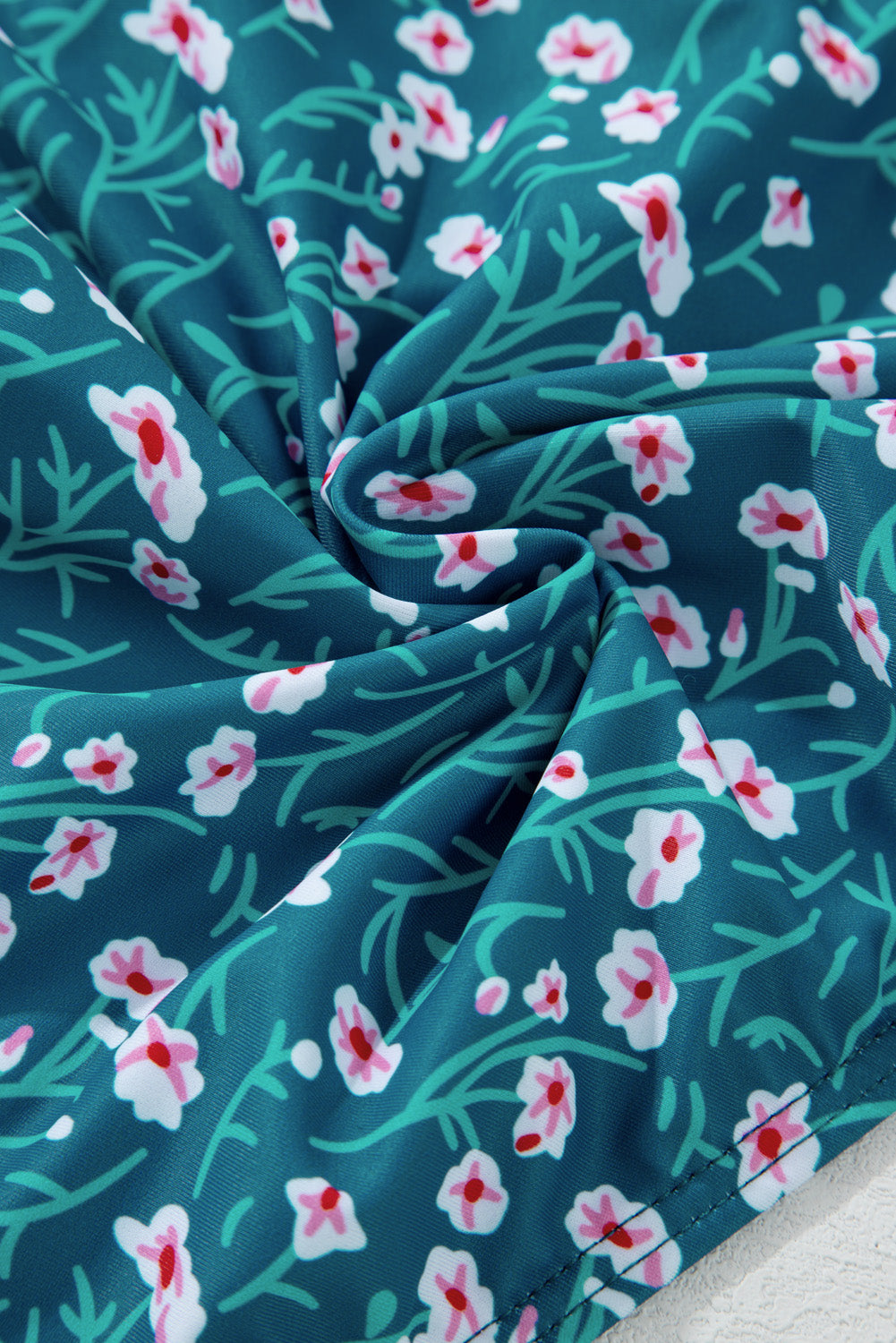 Blue Floral Print Smocked Cute Bikini Set - Premium Swimwear/Bikinis from Ashes 2 Wildflowers Boutique, LLC- Just $29.99! Shop now at Ashes 2 Wildflowers Boutique, LLC