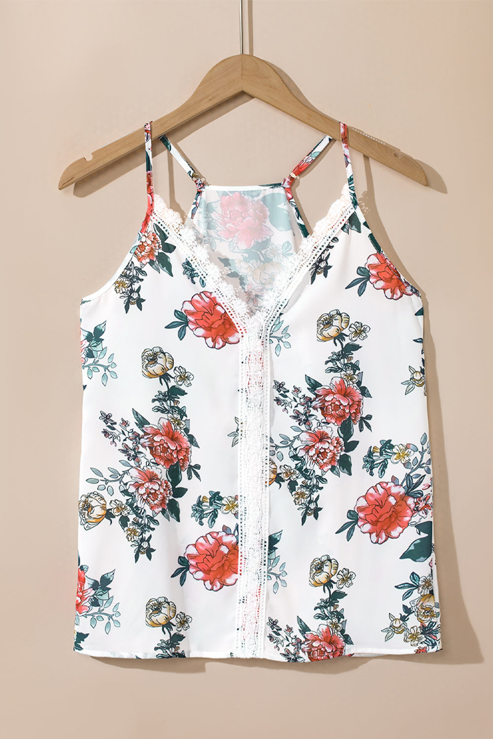 White Floral Print Lace V Neck Tank Top - Premium Tops/Tank Tops from Ashes 2 Wildflowers Boutique, LLC- Just $25.21! Shop now at Ashes 2 Wildflowers Boutique, LLC