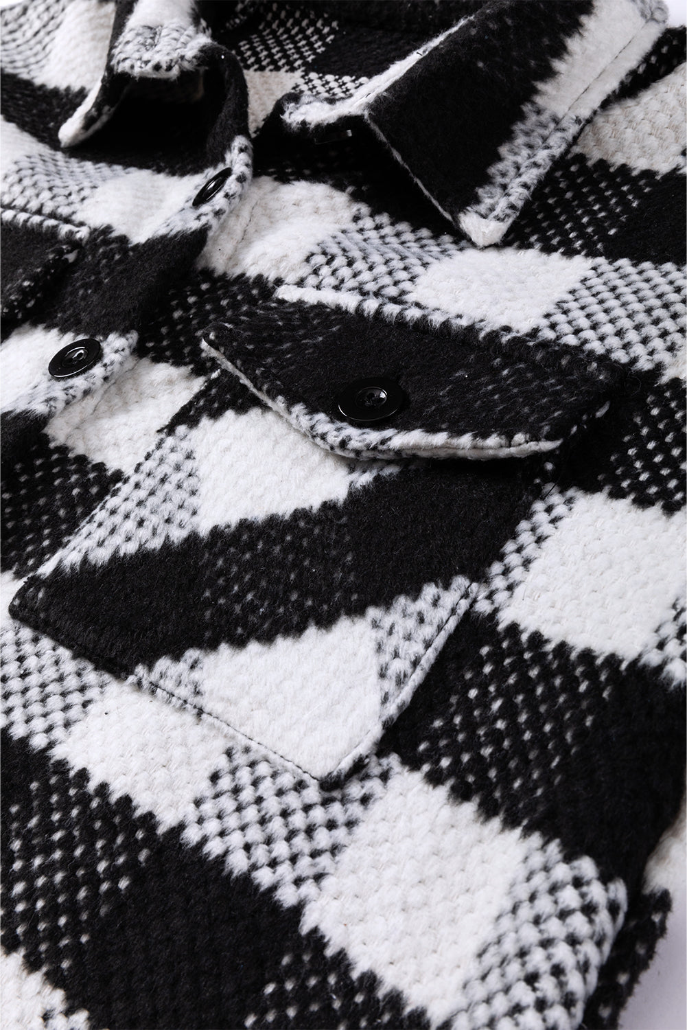 Black Plaid Textured Flap Pocket Shacket - Premium Outerwear from Momma Done Gone Crafty- Just $55.99! Shop now at Momma Done Gone Crafty