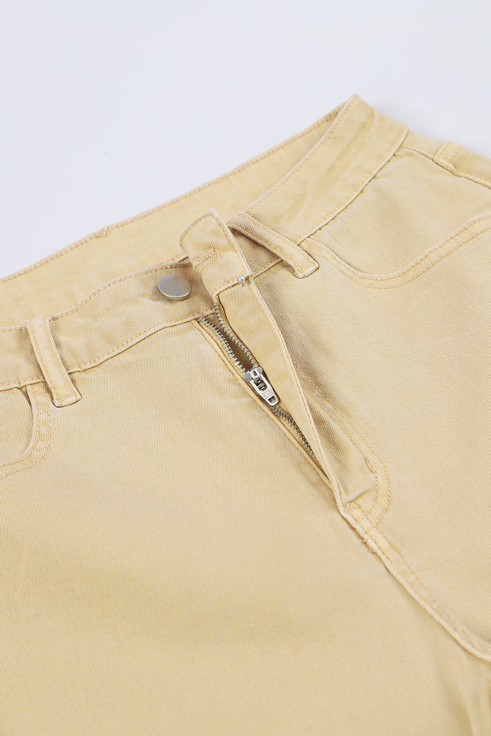 Khaki Raw Edge Mid Waist Flared Jeans - Premium Bottoms from Momma Done Gone Crafty- Just $60! Shop now at Momma Done Gone Crafty