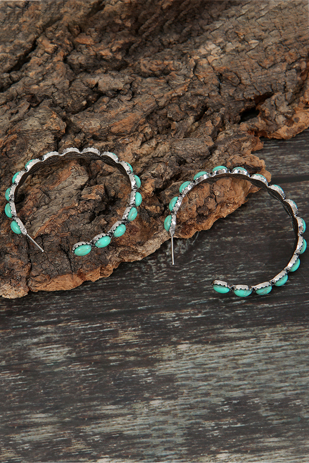 Sky Blue Gem Inlay Retro C-shape Earrings - Premium Accessories/Jewelry from Momma Done Gone Crafty- Just $8.99! Shop now at Momma Done Gone Crafty