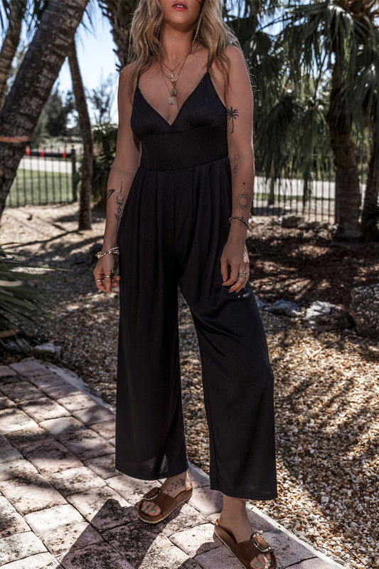 Black Wide Leg High Waist Sexy V Neck Cami Jumpsuit - Premium Bottoms/Jumpsuits & Rompers from Momma Done Gone Crafty- Just $22.80! Shop now at Momma Done Gone Crafty