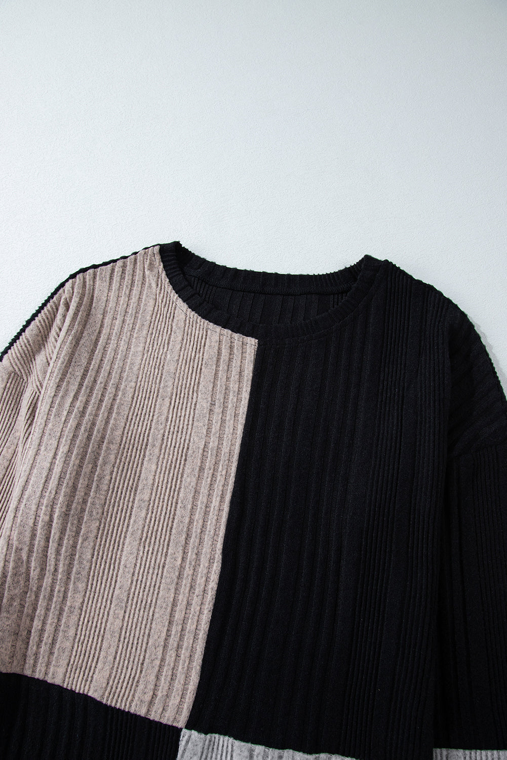 Black Ribbed Color Block Drop Shoulder Long Sleeve Mini Dress - Premium Dresses from Momma Done Gone Crafty- Just $26.99! Shop now at Momma Done Gone Crafty