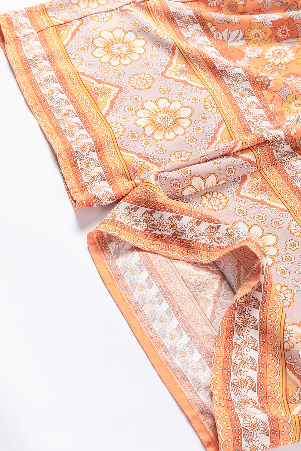 Grapefruit Orange Tie Waist Boho Floral Wide Leg Pants - Premium Bottoms from Momma Done Gone Crafty- Just $36.27! Shop now at Momma Done Gone Crafty