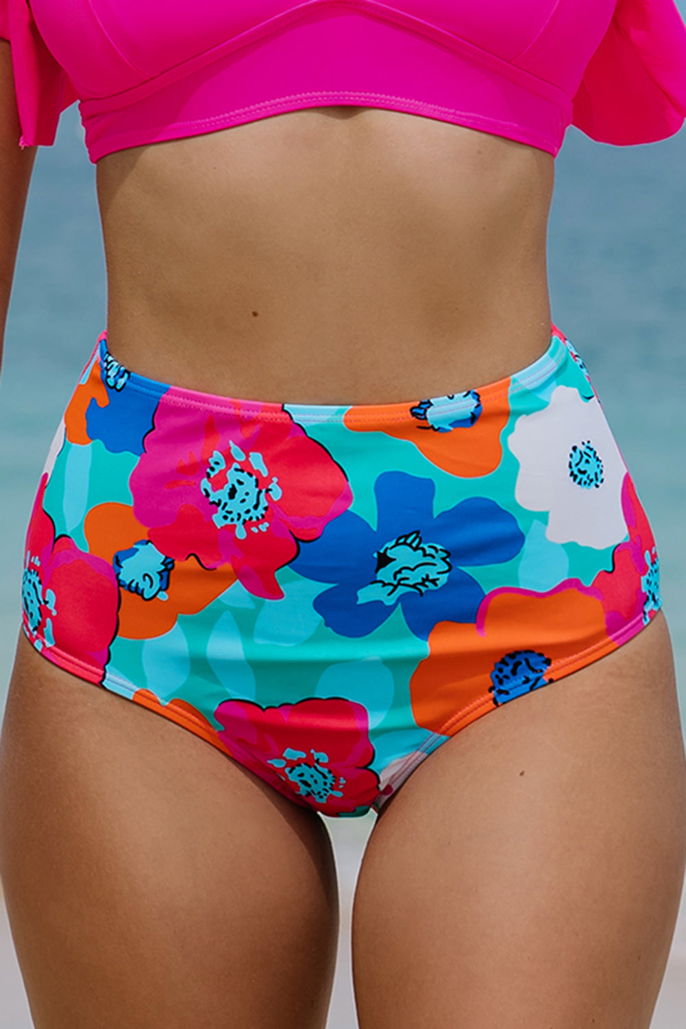 Rose Red Floral Print High Waist Bikini Bottoms - Premium Swimwear/Swim Bottoms from Ashes 2 Wildflowers Boutique, LLC- Just $7.38! Shop now at Ashes 2 Wildflowers Boutique, LLC