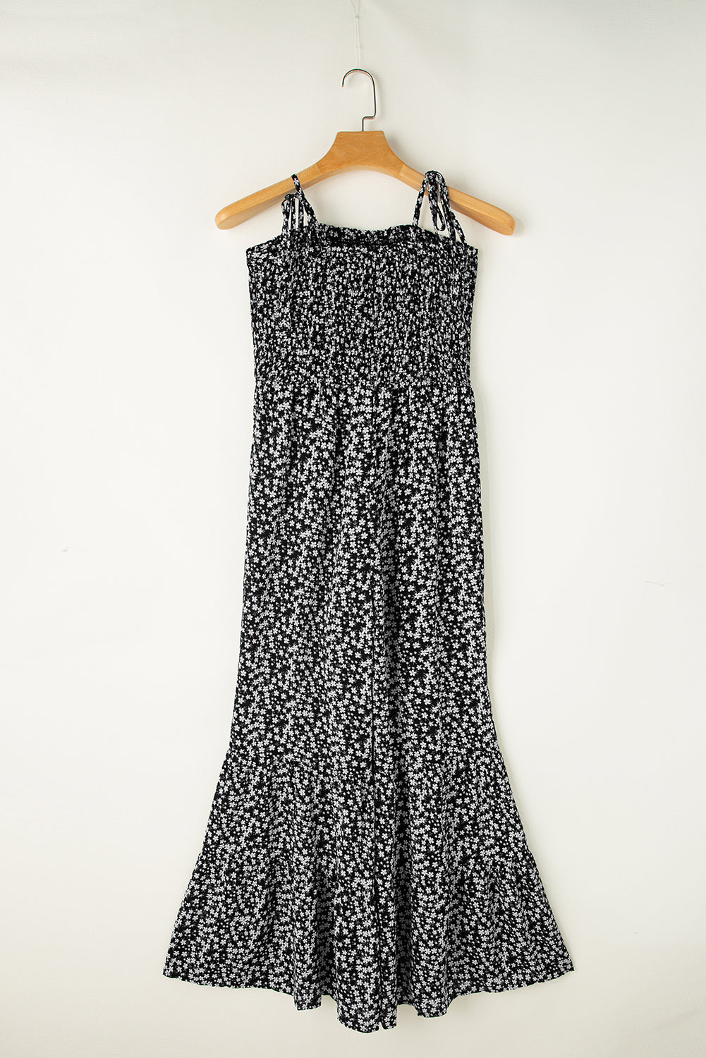 Black Thin Straps Smocked Bodice Wide Leg Floral Jumpsuit - Premium Bottoms/Jumpsuits & Rompers from Momma Done Gone Crafty- Just $30.99! Shop now at Momma Done Gone Crafty