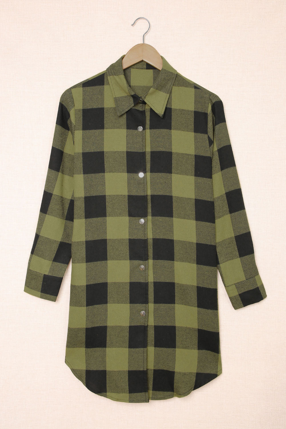 Green Turn-down Collar Plaid Shirt Coat - Premium Outerwear from Momma Done Gone Crafty- Just $28.00! Shop now at Momma Done Gone Crafty