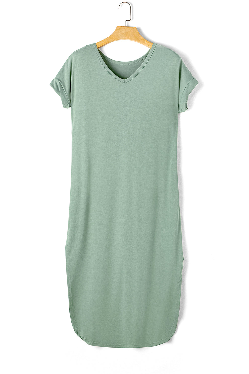 Grass Green V Neck Hidden Pocket Splits Maxi T-shirt Dress - Premium Dresses/T Shirt Dresses from Ashes 2 Wildflowers Boutique, LLC- Just $20.31! Shop now at Ashes 2 Wildflowers Boutique, LLC