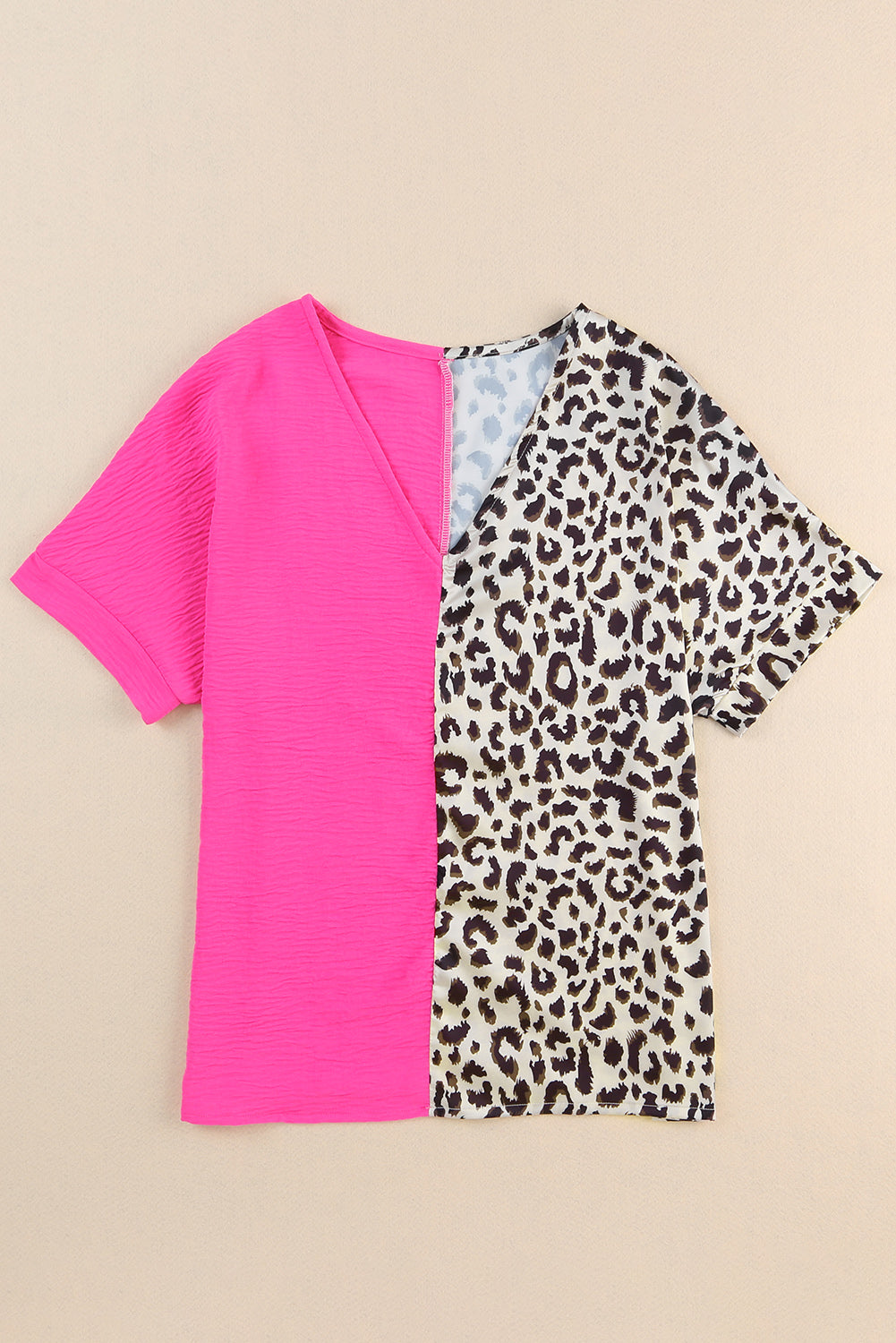 Rose Contrast Leopard Color Block Blouse - Premium Tops from Momma Done Gone Crafty- Just $34.40! Shop now at Momma Done Gone Crafty