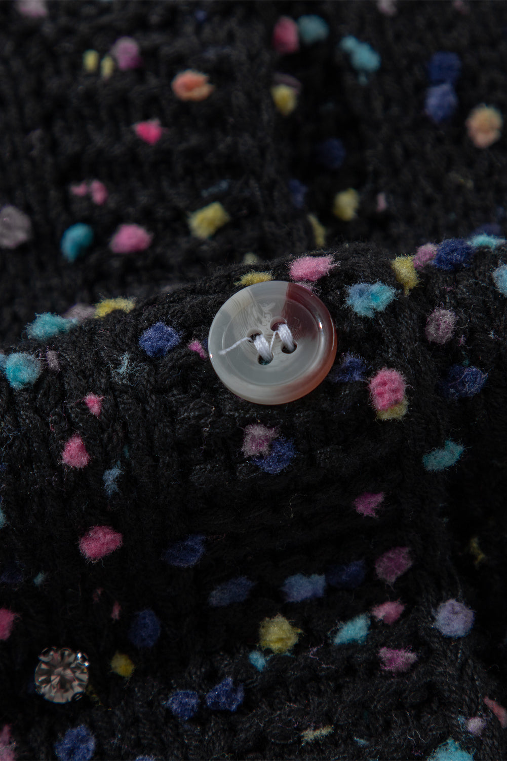 Black Rhinestone Decor Multicolor Confetti Sweater Cardigan - Premium Sweaters & Cardigans/Cardigans from Momma Done Gone Crafty- Just $38.25! Shop now at Momma Done Gone Crafty