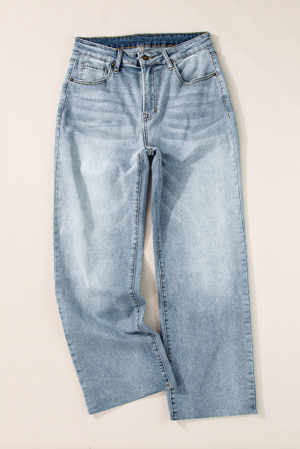 Light Blue Acid Wash Raw Edge Straight Jeans - Premium Bottoms/Jeans from Ashes 2 Wildflowers Boutique, LLC- Just $35.64! Shop now at Ashes 2 Wildflowers Boutique, LLC