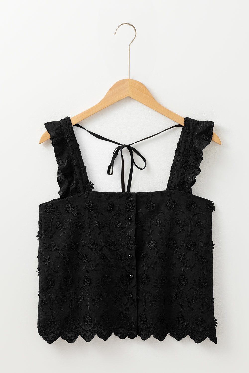 Black Floral Embroidered Buttoned Square Neck Tank Top - Premium Tops/Tank Tops from Ashes 2 Wildflowers Boutique, LLC- Just $21.93! Shop now at Ashes 2 Wildflowers Boutique, LLC