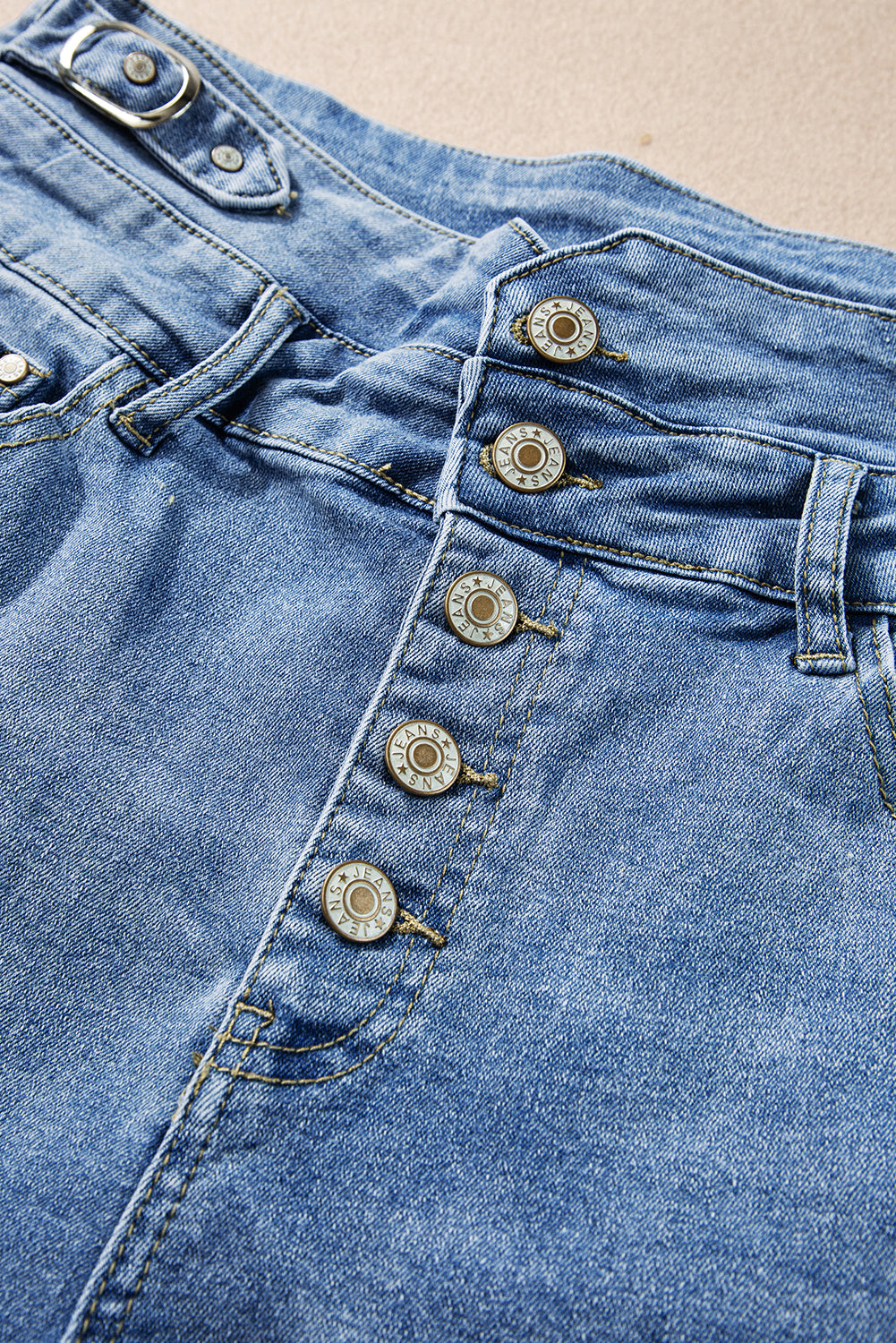 Dusk Blue Button Fly High Waist Roll Edge Denim Shorts - Premium Bottoms/Denim Shorts from Ashes 2 Wildflowers Boutique, LLC- Just $30.75! Shop now at Ashes 2 Wildflowers Boutique, LLC