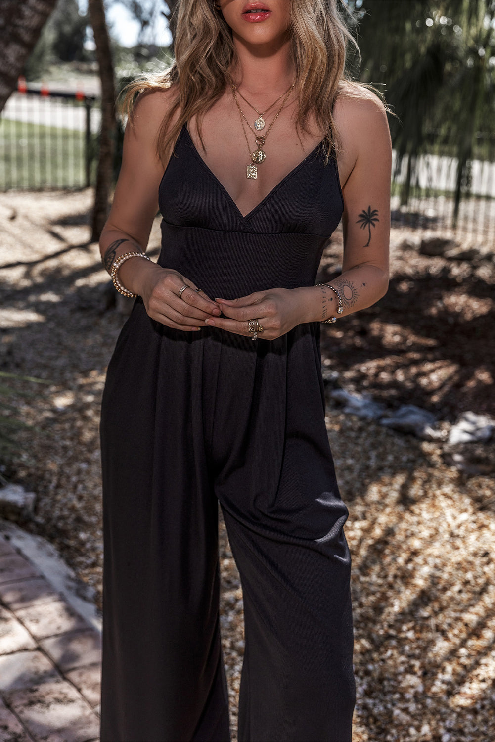 Black Wide Leg High Waist Sexy V Neck Cami Jumpsuit - Premium Bottoms/Jumpsuits & Rompers from Momma Done Gone Crafty- Just $22.80! Shop now at Momma Done Gone Crafty