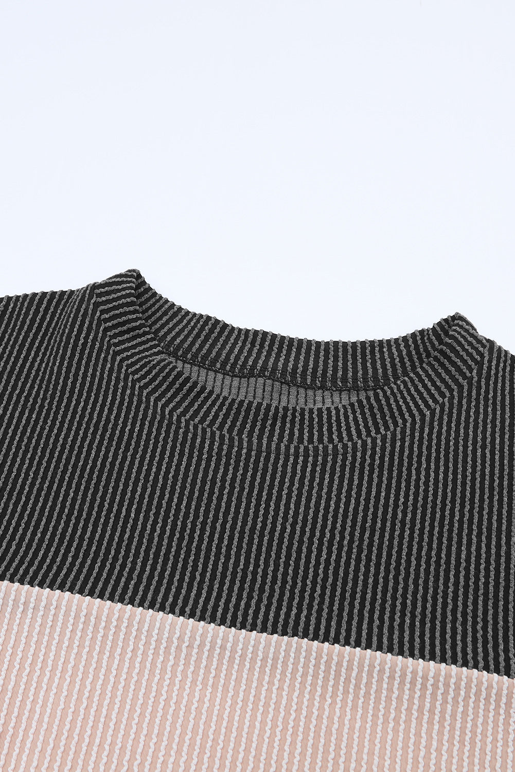 Black Color Block Long Sleeve Ribbed Loose Top - Premium Tops from Momma Done Gone Crafty- Just $37.80! Shop now at Momma Done Gone Crafty
