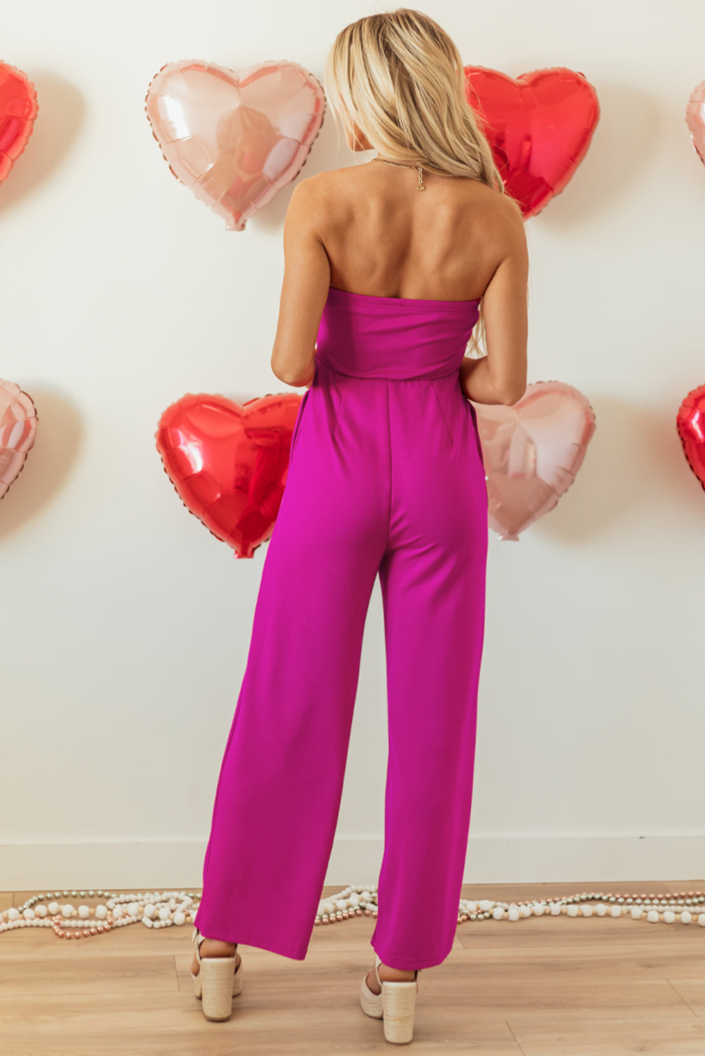 Bright Pink Bowknot Strapless Wide Leg Jumpsuit - Premium Bottoms/Jumpsuits & Rompers from Momma Done Gone Crafty- Just $36.75! Shop now at Momma Done Gone Crafty