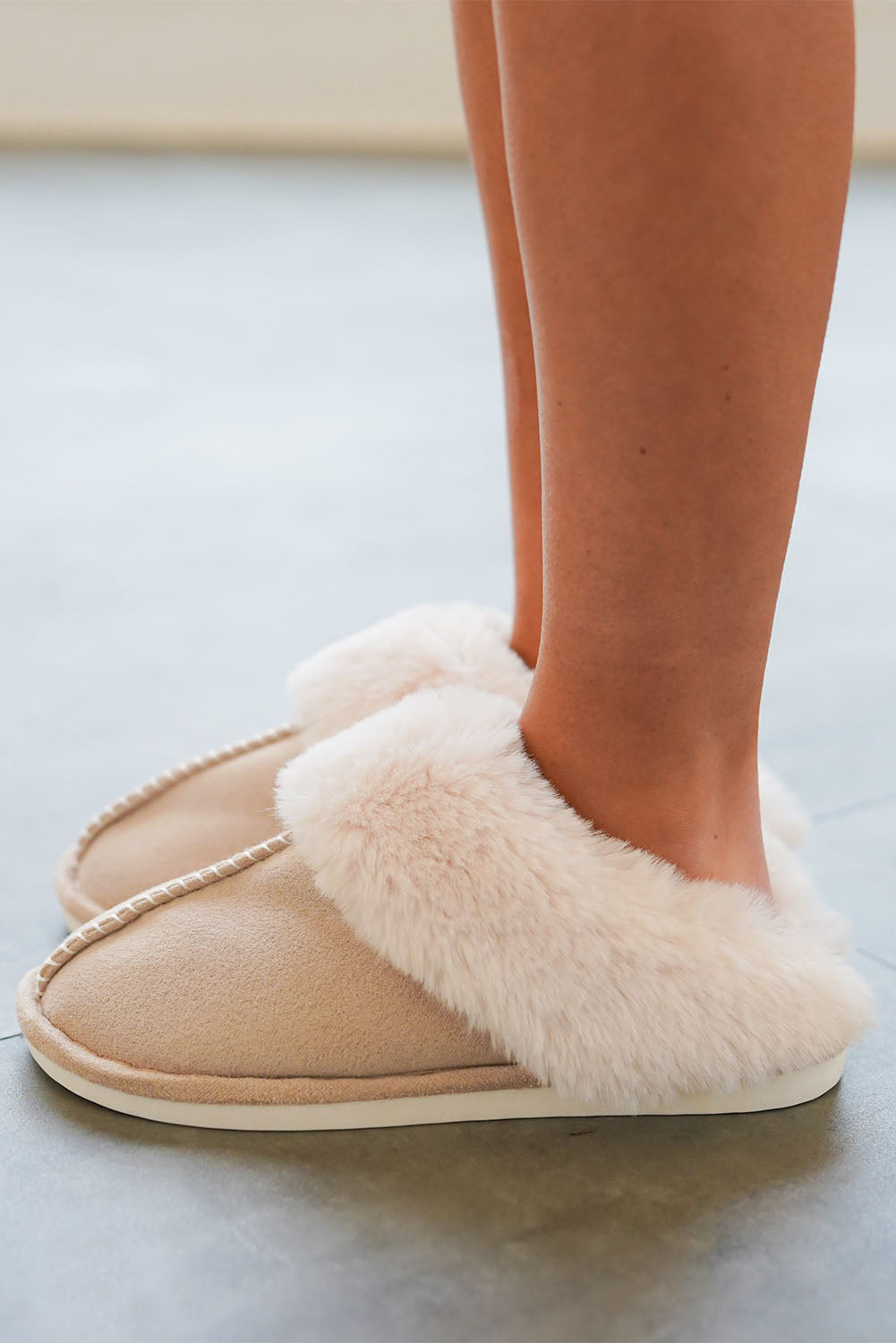 Khaki Cut and Sew Faux Suede Plush Lined Slippers - Premium Shoes & Bags from Momma Done Gone Crafty- Just $37.94! Shop now at Momma Done Gone Crafty