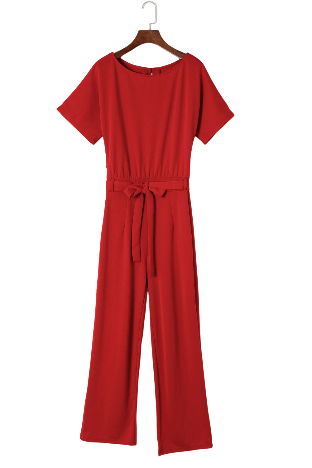 Red Belted Wide Leg Jumpsuit - Premium Bottoms from Momma Done Gone Crafty- Just $40.20! Shop now at Momma Done Gone Crafty