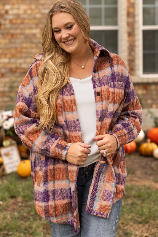 Multicolour Plus Size Plaid Print Collared Button up Jacket - Premium Sale (50% OFF)/20% OFF from Ashes 2 Wildflowers Boutique, LLC- Just $44.68! Shop now at Ashes 2 Wildflowers Boutique, LLC