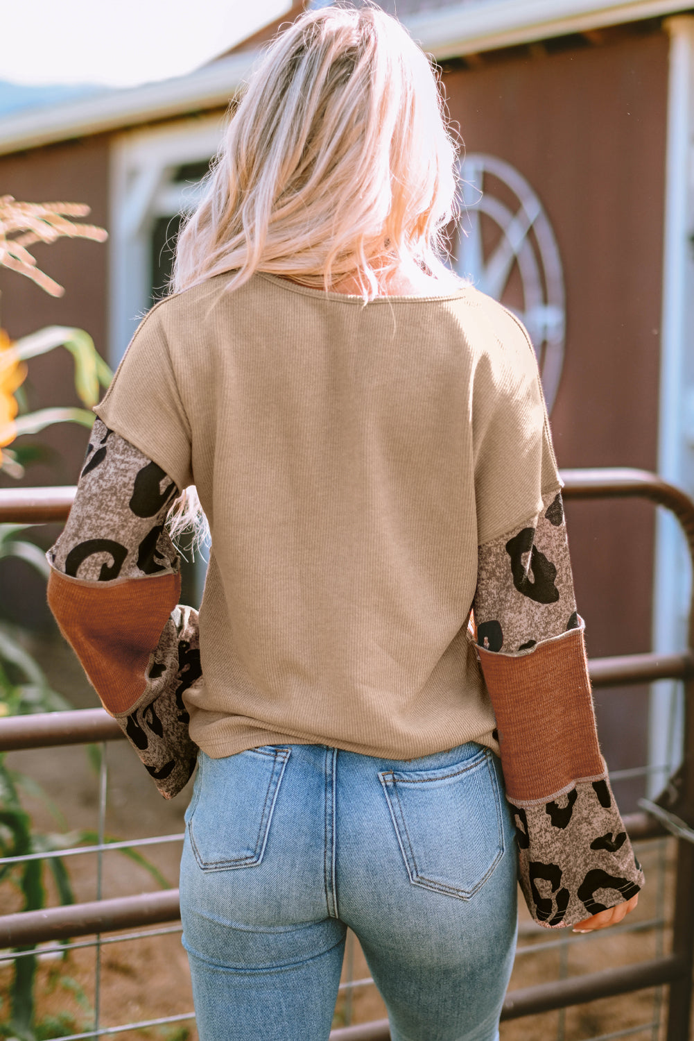 Leopard Colorblock Patchwork V-Neck Loose Sleeve Knit Top - Premium Tops/Long Sleeve Tops from Ashes 2 Wildflowers Boutique, LLC- Just $28.97! Shop now at Ashes 2 Wildflowers Boutique, LLC